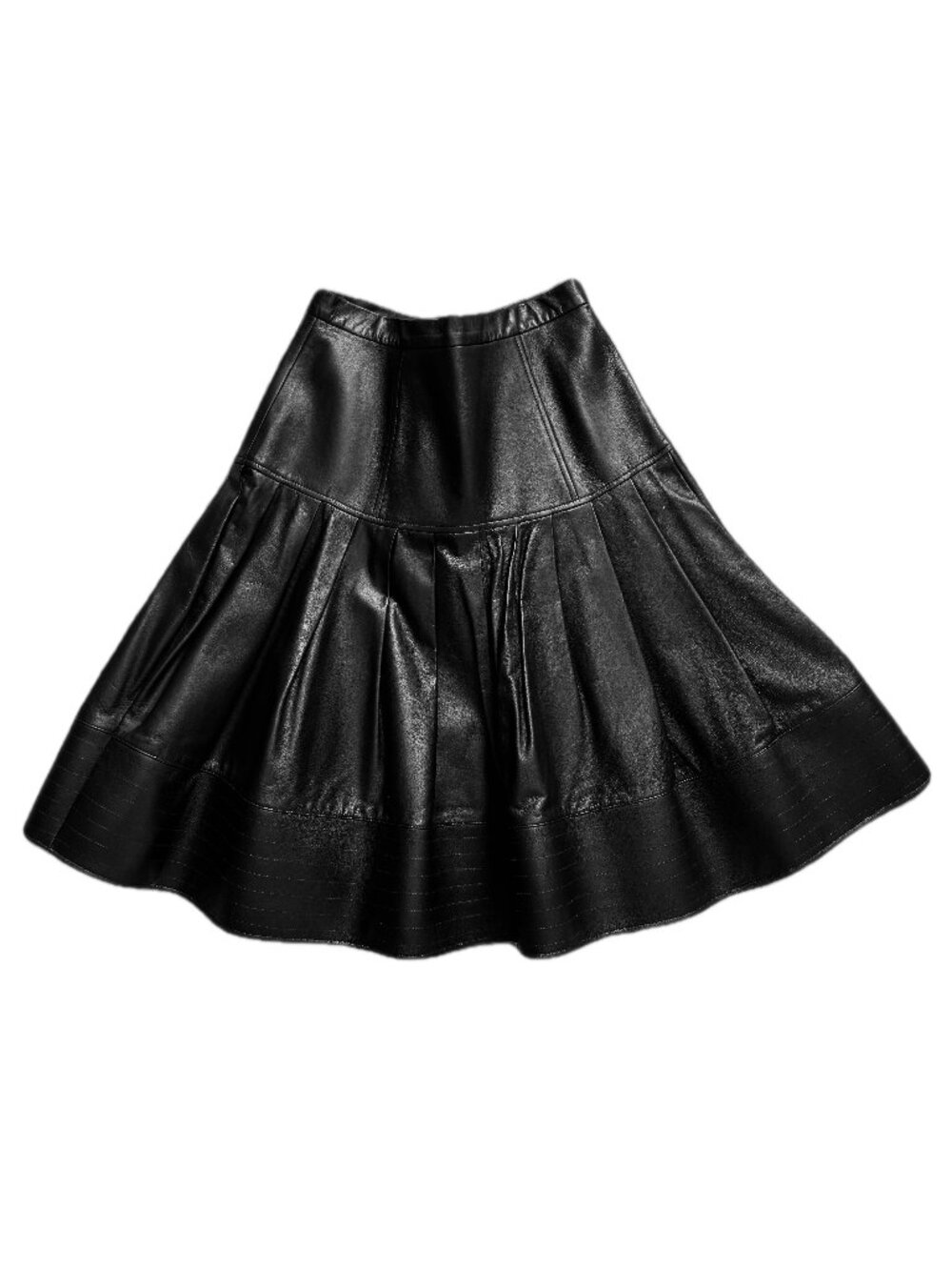 Oscar de la Renta pleated leather skirt